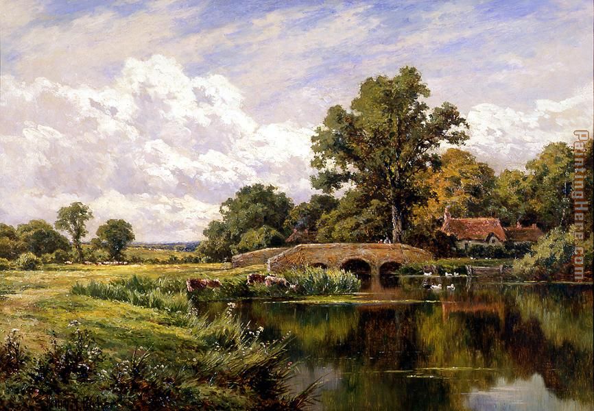 The River Loddon, Near Basing, Hants painting - Henry H. Parker The River Loddon, Near Basing, Hants art painting